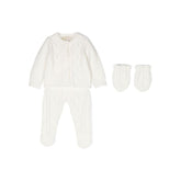 Cable Knit Cardigan and Legging Set With Mittens